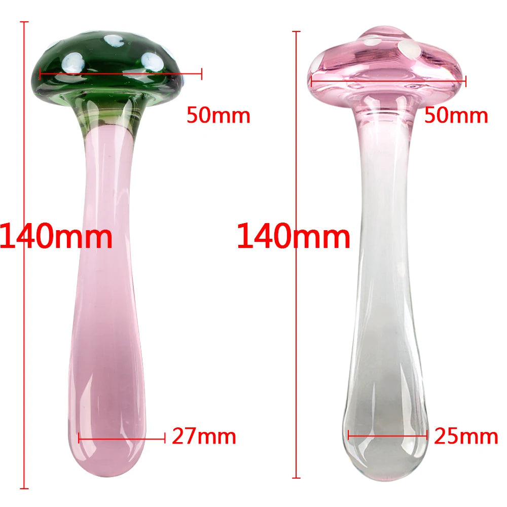 Mushroom Glass Dildos Anal Pleasure for both - GUMARIE
