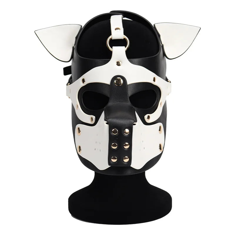 Unisex Leather Harness Dog Mask Headgear. Fetish and Role Play. - GUMARIE
