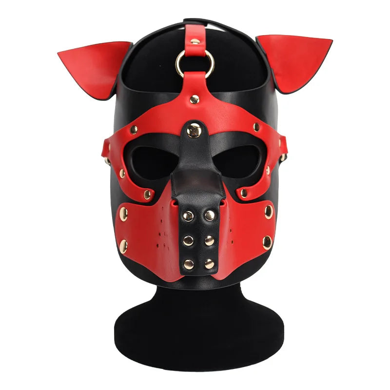 Unisex Leather Harness Dog Mask Headgear. Fetish and Role Play. - GUMARIE