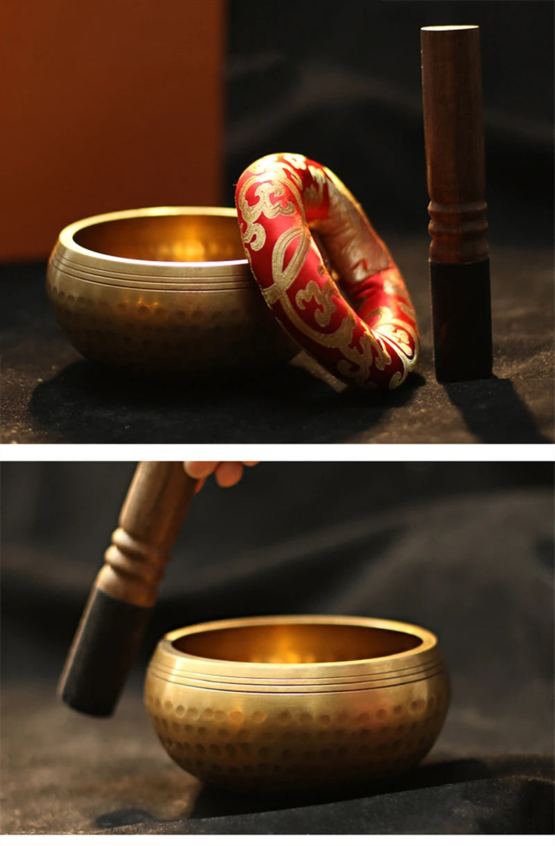 Nepal Handmade Buddha Sound Bowl Yoga Meditation Chanting Singing Bowl Brass Chime Handicraft Music Therapy - GUMARIE WELLNESS