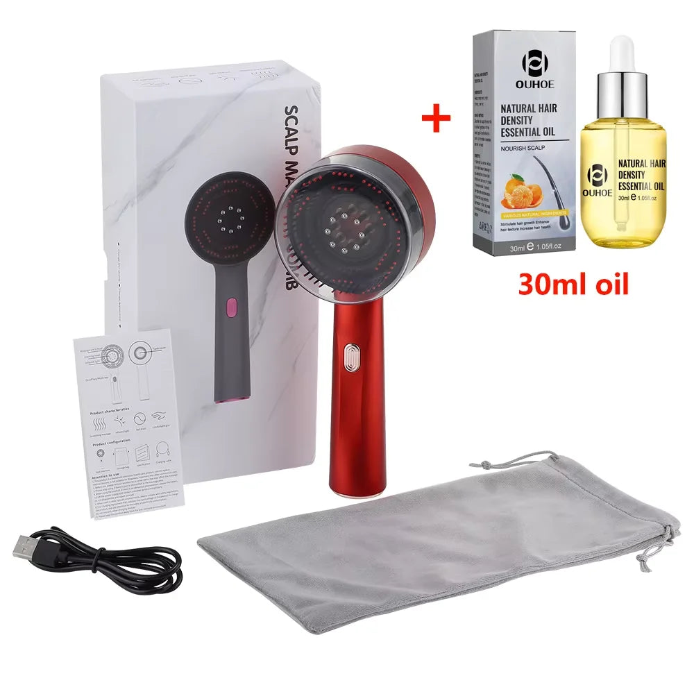 3-in-1 Electric Scalp Massage Comb – Red Light Therapy & Oil Applicator for Hair Growth - GUMARIE WELLNESS