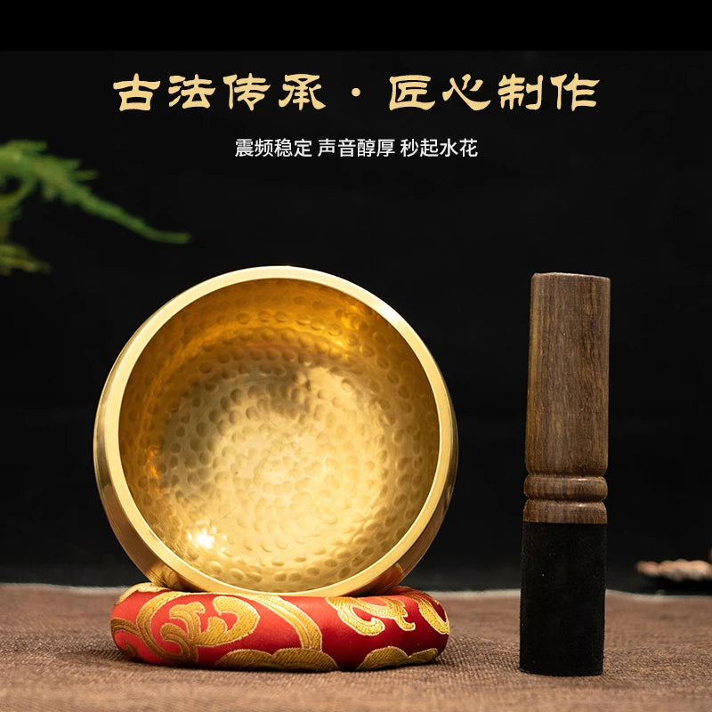 Nepal Handmade Buddha Sound Bowl Yoga Meditation Chanting Singing Bowl Brass Chime Handicraft Music Therapy - GUMARIE WELLNESS