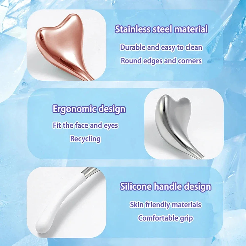 Heart-Shaped Stainless Steel Cryo Sticks – Ice Globes for Face &amp; Body (2pcs + Case) - GUMARIE WELLNESS