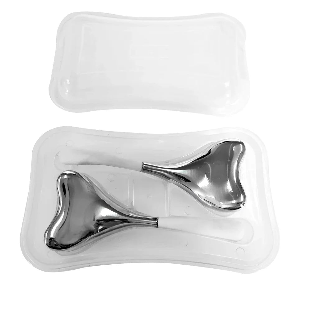 Heart-Shaped Stainless Steel Cryo Sticks – Ice Globes for Face &amp; Body (2pcs + Case) - GUMARIE WELLNESS