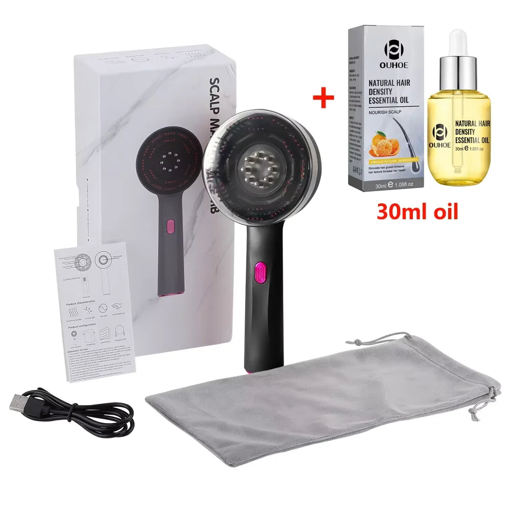 3-in-1 Electric Scalp Massage Comb – Red Light Therapy & Oil Applicator for Hair Growth - GUMARIE WELLNESS