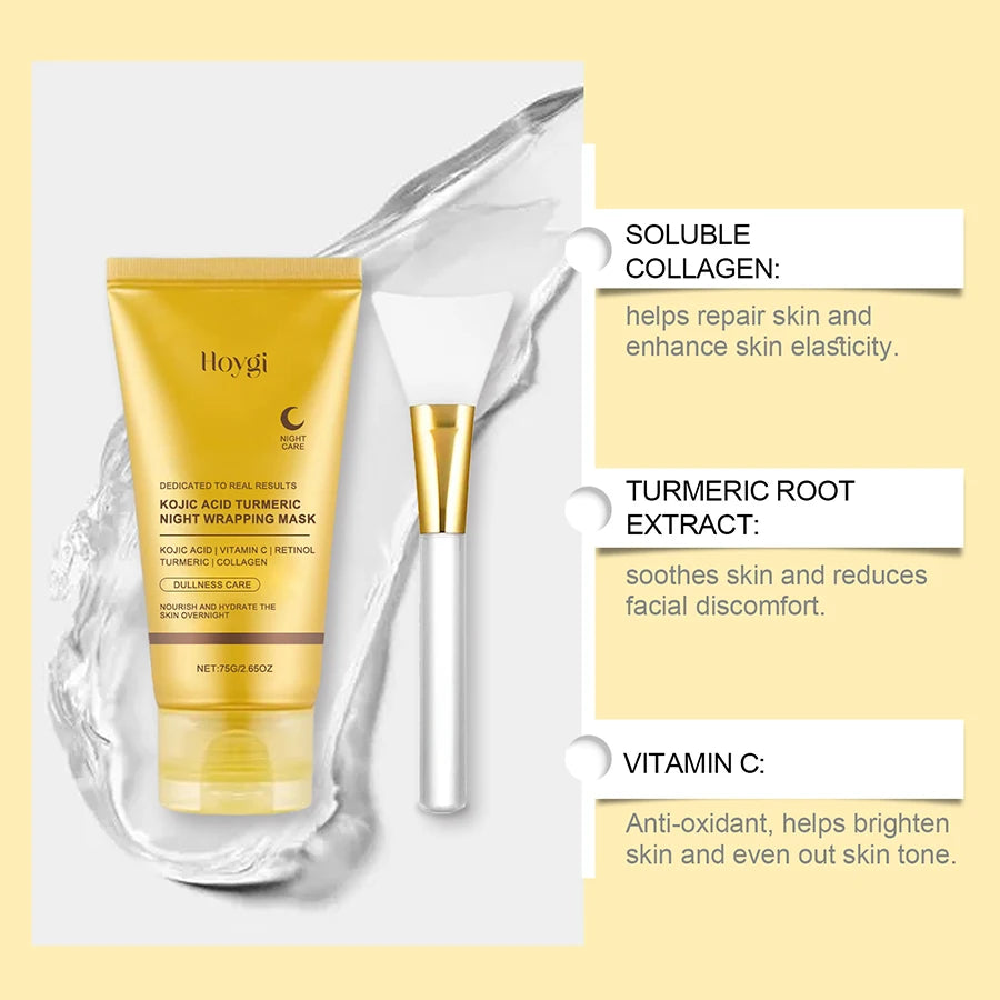 Hoygi Night Peel-Off Mask with Kojic Acid, Turmeric, Vitamin C & Retinol – Anti-Aging, Hydrating & Brightening Formula - GUMARIE WELLNESS