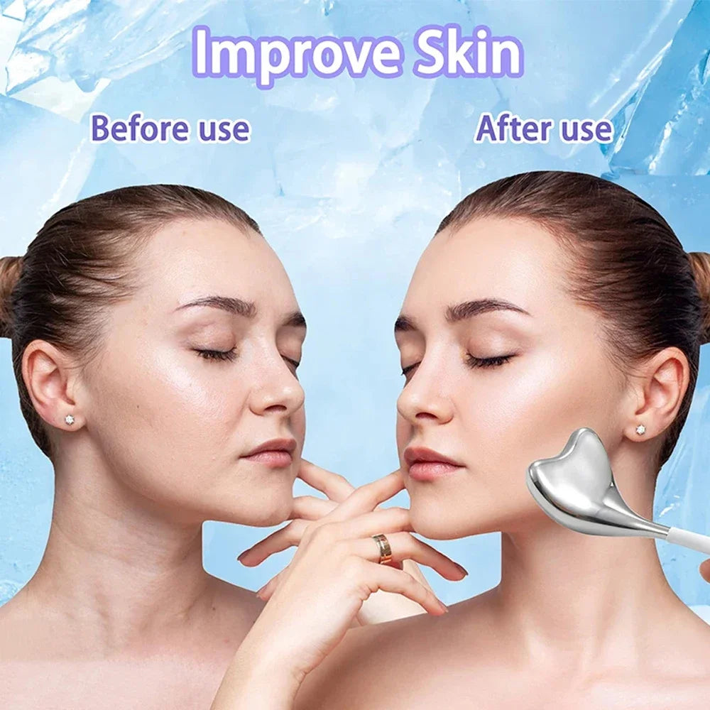 Heart-Shaped Stainless Steel Cryo Sticks – Ice Globes for Face &amp; Body (2pcs + Case) - GUMARIE WELLNESS