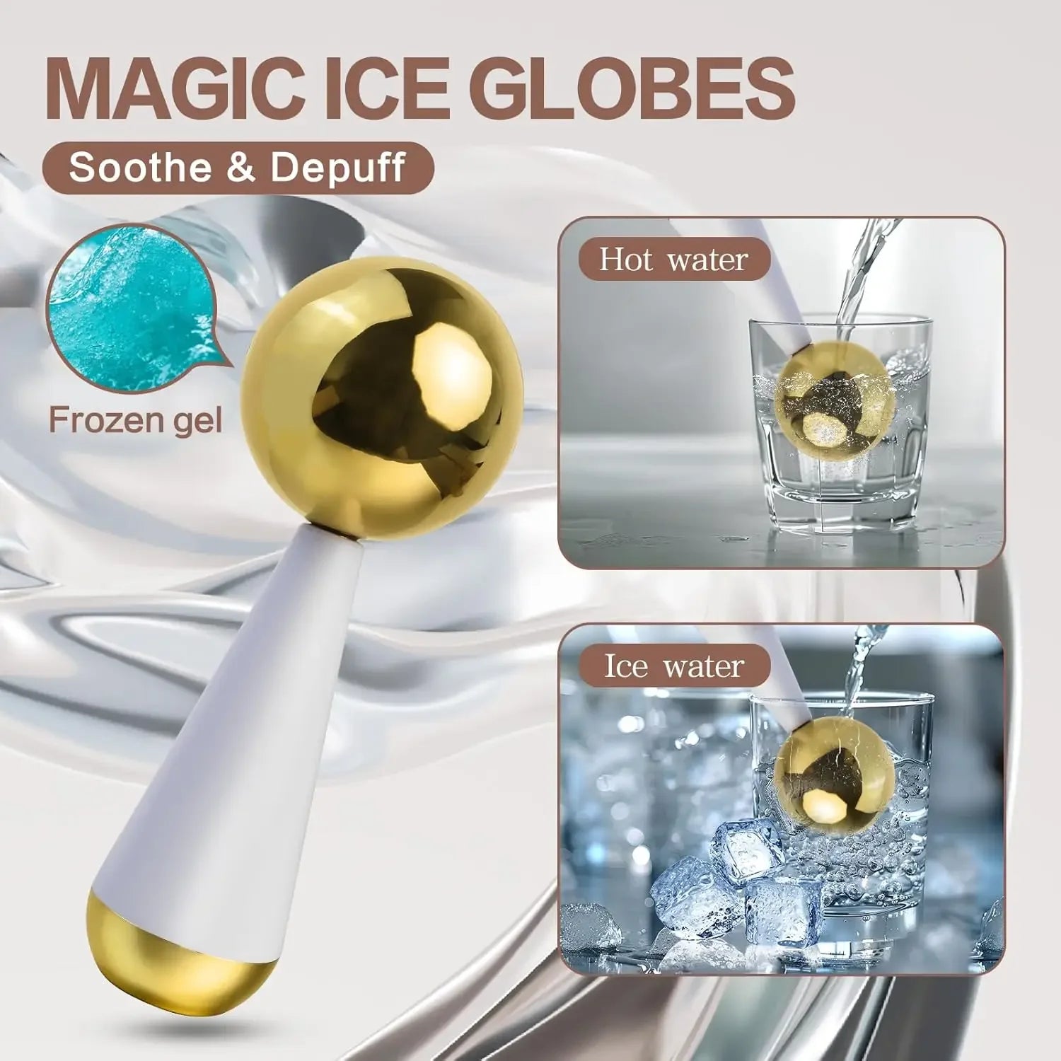❄️ 360° Stainless Steel Ice Globes for Face & Eyes – Cryo Facial Massage Tool - GUMARIE WELLNESS