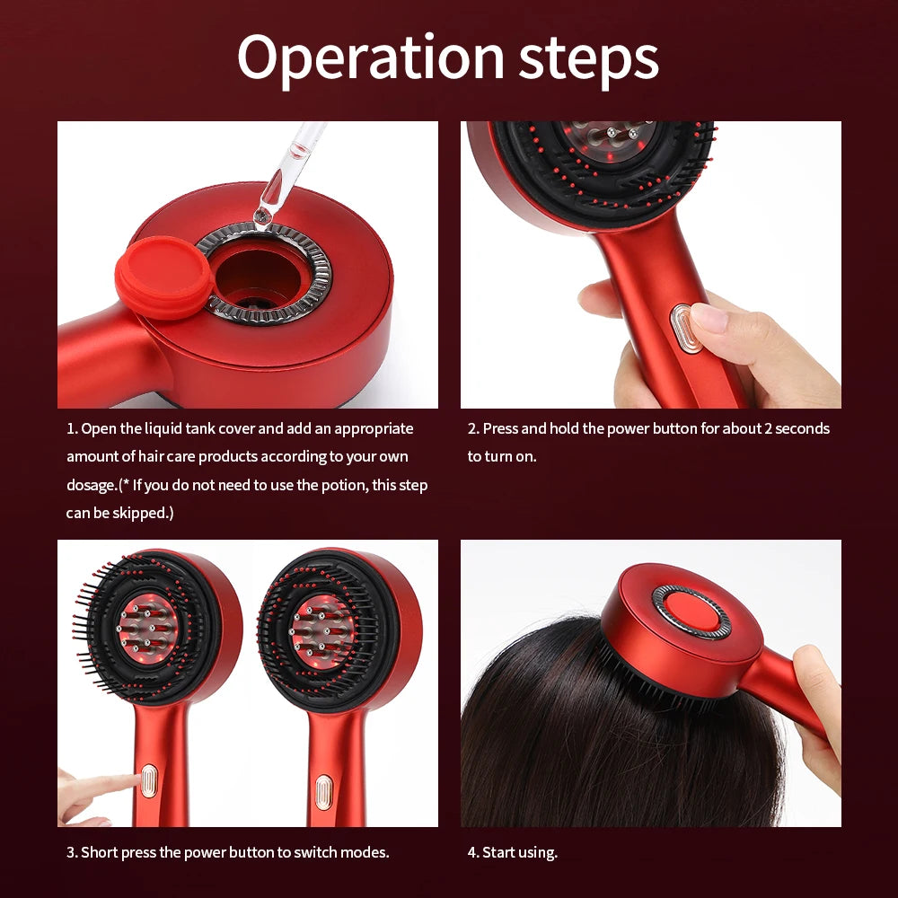 3-in-1 Electric Scalp Massage Comb – Red Light Therapy & Oil Applicator for Hair Growth - GUMARIE WELLNESS